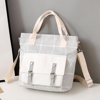 Shoulder Straps Plaid Tote Bag