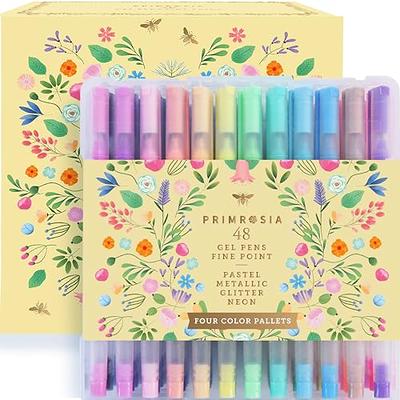 Primrosia 48 Gel Pens for Adult Coloring Book and Bullet Journal Pens no  bleed through in Glitter Pastel Metallics Neon Shades, 7.5x More Ink Fine  Point Markers Set - Yahoo Shopping