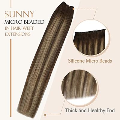 Sunny Beaded in Weft Hair Extensions for Women Microbead Weft Hair  Extensions Balayage Brown EZE Weft Hair Extensions Chocolate Brown Ombre  Caramel Blonde with Highlights 50G 22Inch - Yahoo Shopping