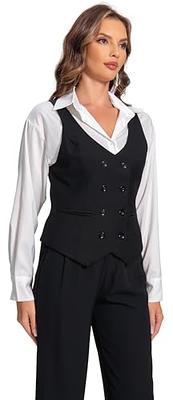 Foucome Women's Formal Regular Fitted Business Dress Suits Button Down Vest  Waistcoat Black S at  Women's Coats Shop