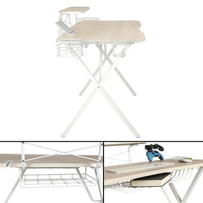 Professional Gaming Desk W/ Built-in Storage Metal Accessory