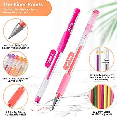 Glitter Gel Ink Pen 16 Assorted Color Retractable Gel Pen Set 0.7mm Fine  Tip Colored Journaling Pen