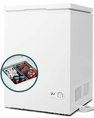  Muhub 10.0 Cu.Ft Deep Freezer, Chest Freezer with 7 Level  Adjustable temperature, Compact Freezer with Removable Hanging Basket, Top  Open Door,for Kitchen Apartments Office (White) : Appliances