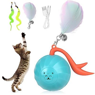 TOPETZON Interactive Cat Toys for Indoor Cat Feather Toys,Automatic Pet  Exercise Toys,Electronic Moving Tumbler Cat Toys for Play Kitten, Battery