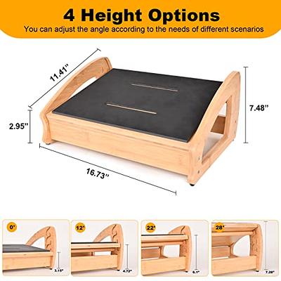 Wood Under Desk Footrest Portable Adjustable Height Step Stool Footrest  Stool Foot Rest for Bathroom Office Worker Home