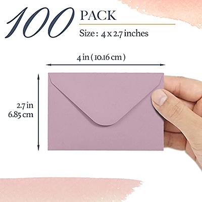 Gift Card Envelopes - 100-Count Mini Envelopes, Paper Business Card Envelopes, Bulk Tiny Envelope Pockets for Small Note Cards, 10 Colors, 4 x 2.7