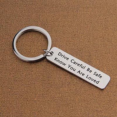 LIBOOI Drive Safe Keychain, Have Fun Be Safe Make Good Choices Stainless Steel Keychain Christmas Birthday Gifts