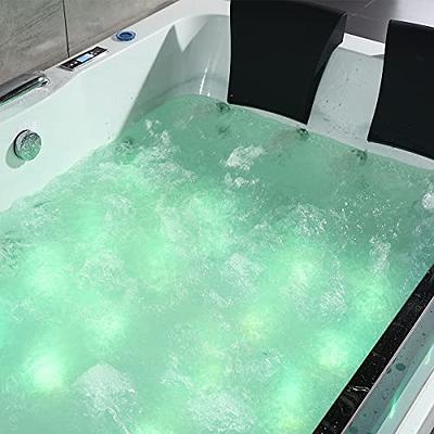 71 Acrylic Whirlpool Bathtub 2 Person, Alcove Soaking SPA Double Ended Tub  Hydromassage Rectangular Water Jets with Computer Panel, Air Bubble, Light,  UL Certified, White (Q411) 