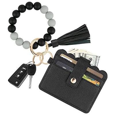 KNGITRYI Wallet Keychain Wristlet for Women,Slim RFID Credit Card Holder  Purse Tassel Keychain Bangle Key Ring for Men Women (Wave-Black, Wave) -  Yahoo Shopping