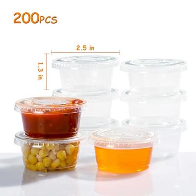 PlastiMade Clear Disposable Plastic Portion Cups With Lids (100 Sets - 1  Oz) - Disposable Condiment Cups, Sauce/Dip/Dressing Cups, Souffle Cups &  Jello Shot Cups With Lids