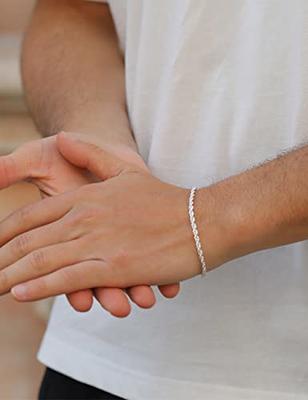 Silver Bracelet Silver Mens Womens 3mm Rope Chain Bracelet 8in