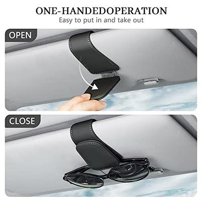 Magnetic Leather Sunglass Holder, Eyeglass Hanger Clip for Car Sun Visor,  Suitable for Different Size Eyeglasses