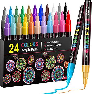 Black Marker Paint Pens - 6 Pack Acrylic Black Permanent Marker, 0.7mm  Extra Fine Tip Paint Pen for Art projects, Drawing, Rock Painting, Stone