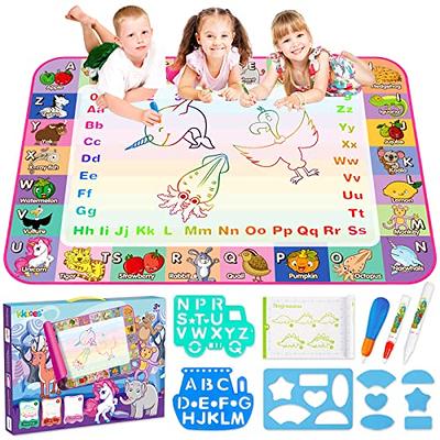 Water Doodle Mat,Reusable Painting Writing Doodle Board Toy,Mess Free  Coloring Doodle Drawing Mat Educational Toys,Birthday Christmas Gifts for 3  4 5