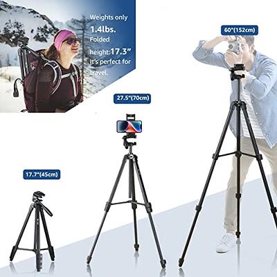 Phone Tripod, Lusweimi 67-inch Horizontal Tripod Stand with 360° Adjustable  Ball Head and Wireless Remote for Camera/iPhone/Webcam, Tripod for Video