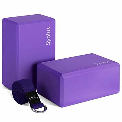 Clever Yoga Blocks 2 Pack with Strap - Extra Light Weight Sweat Repelling  Foam Yoga Block Set with Cotton 8ft Yoga Stretch Strap - Yoga Block and