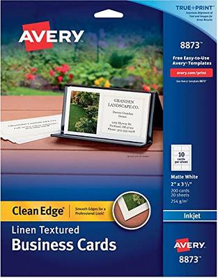 Avery Clean Edge Business Cards, Laser, 2 x 3.5, Ivory, 200 Cards, 10 Cards/Sheet, 20 Sheets/Pack