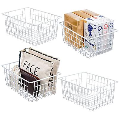 Slideep Freezer Baskets Storage Basket Organizers, Deep Wire Farmhouse Bins  Container with Handles for Kitchen, Pantry, Cabinet, Car, Bathroom Pearl  White, 4 Pack - Yahoo Shopping