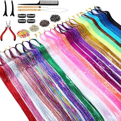 Hair Tinsel Kit 48 Inches Tinsel Hair Extensions with Tools 3200 Strands 12  Colors Fairy Hair