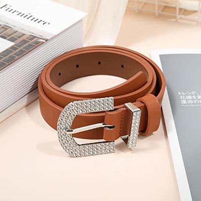 AWAYTR Rhinestone Buckle Belt for Women - PU Leather Plus Size Belts for  Jeans and Dress (Black/Brown,130cm) - Yahoo Shopping
