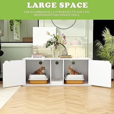 MOOLIVE Cat Litter Box Enclosure, 47.2 Double Hidden Litter Box Furniture  Cabinet with 4 Doors and Divider, Large Cat Washroom for 2 Cats, White -  Yahoo Shopping