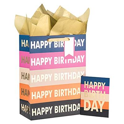 SUNCOLOR 13 Large Gift Bag with Card and Tissue Paper (Colorful Happy Birthday)