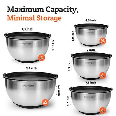 Premium Stainless Steel Mixing Bowls with Airtight Lids Set of 5