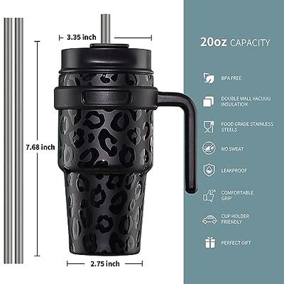 20 oz Tumbler Mug with Lid and Straw, Insulated Travel Coffee Mug with  Handle