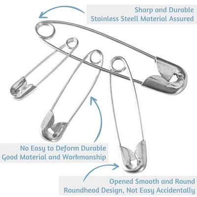 Safety Pins Assorted, 5 Sizes Large Safety Pins Heavy Duty, Strong Nickel  Plated