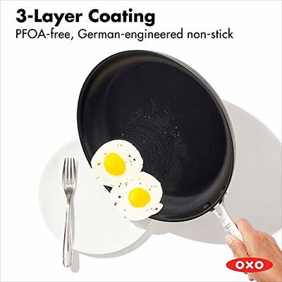 OXO Good Grips Non-Stick Pro Dishwasher safe 12 Open Frypan & Non-Stick  Pro Dishwasher safe 8 Open Frypan,Gray,8-Inch