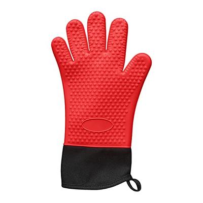 Vikakiooze Winter Gloves 1 Pair Silicone Oven Mitts Extra Long Flexible Oven  Gloves with Quilted Liner 