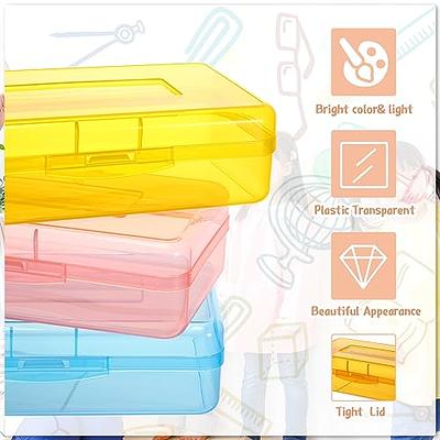 Sooez 6 Pack Pencil Box, Plastic Large Capacity Pencil Boxes Plastic Boxes  with Snap-tight Lid, School Supply Box Stackable Design and Stylish Colors