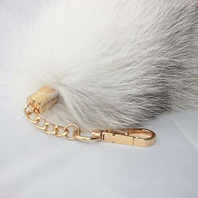  Fosrion Supper Huge and Fluffy Real Fox Tail Fur Halloween  Cosplay Toy Handbag Charm Accessory Key Chain Ring Hook Tassels Blue :  Clothing, Shoes & Jewelry