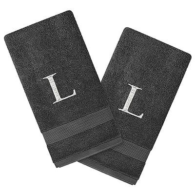 Kaufman - Personalized Hotel Quality Towels Embroidered (2 Bath Towel, 2 Hand Towel, & 2 Fingertip) White Towel 6 PC Set with Monogrammed Letter