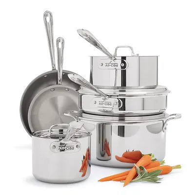 D3 Stainless 3-ply Bonded Cookware Set, 14 piece Set