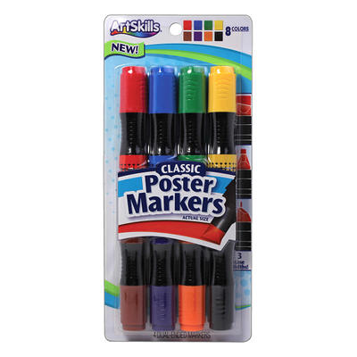 Jumbo Permanent Markers, 4 Pack, Assorted Color, Chisel Tip, Large