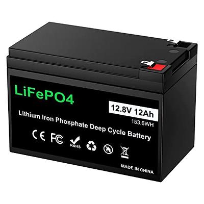 XZNY 12V 12Ah LiFePO4 Lithium Battery, 5000+ Cycles 12V Deep Cycle LiFePO4  Battery Built-in 10A BMS, Suitable for Fish Finder, LED Light, Security