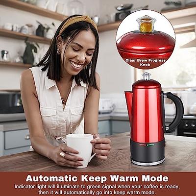 Commercial Coffee Urn 50 cups, 8L Stainless Steel Coffee Dispenser Urn for  Quick Brewing, Hot Beverage Dispenser, Hot Water Dispenser, Percolate