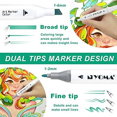 Caliart Alcohol Markers, 50 Colors Dual Tip Brush & Chisel Tip ONE