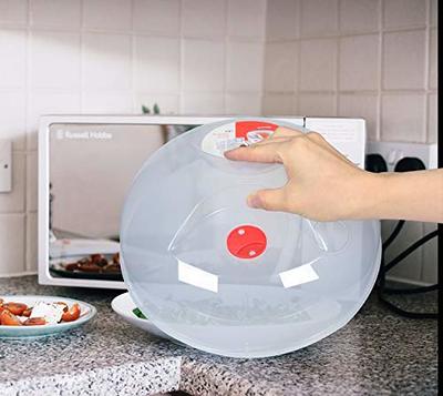 Bezrat Microwave Glass Plate Cover | Splatter Guard Lid with Easy Grip  Silicone Handle Knob | 100% Food Grade | BPA Free and Dishwasher Safe |  Fits