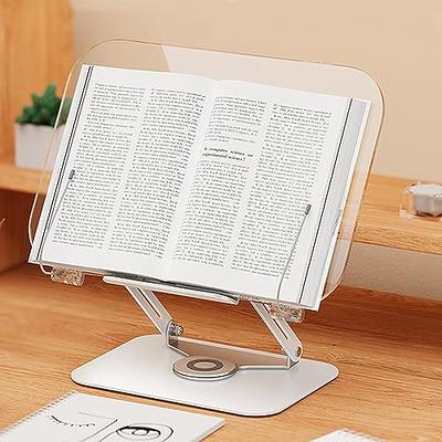 Metal Book Stand for Desk, Height Adjustable Book Holder with Page Clips  Brown - Wood Color - Yahoo Shopping