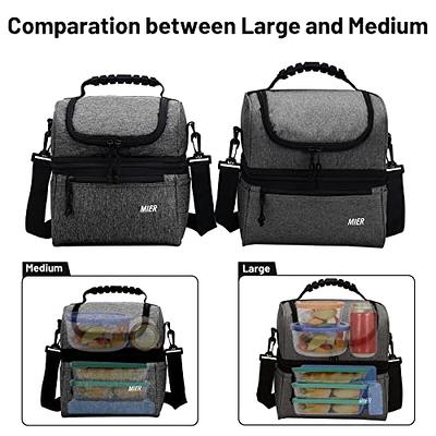 MIER Adult Lunch Box Insulated Lunch Bag Large Cooler Tote, Dark Gray / Large