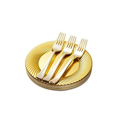  Rubtlamp 200Pcs Clear Gold Dessert Plates With Plastic