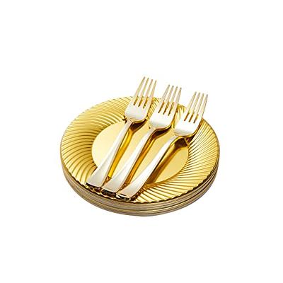 Rubtlamp 200Pcs Gold Plastic Dessert Plates,Gold Small Plates