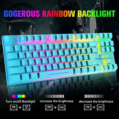 Wireless Gaming Keyboard and Mouse Combo with 87 Key Rainbow LED Backlight  Rechargeable 3800mAh Battery Mechanical Feel Anti-ghosting Ergonomic  Waterproof RGB Mute Mice for Computer PC Gamer (Blue) - Yahoo Shopping