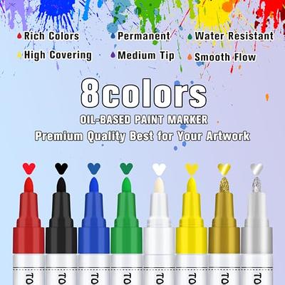 Permanent Paint Pens 6 Pack Gold Paint Markers Oil based Paint pen Never  Fade Quick Dry for metal, Rock Painting, rubber, ceramics, wood,plastic