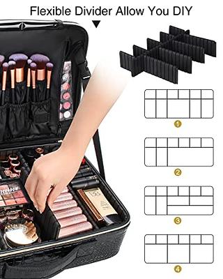 Relavel Makeup Bag, Makeup Organizer Large Capacity Travel Cosmetic Bag for  Women and Girls, Dual Layer Makeup Brush Case Toiletry Storage and Holder