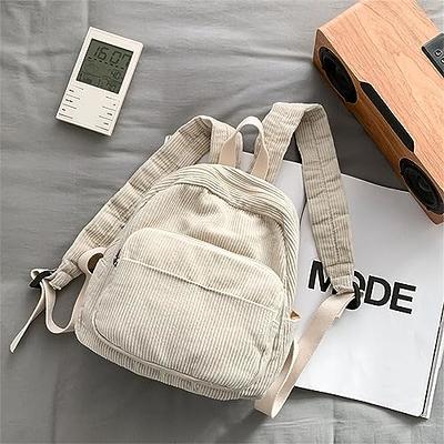 Mini Corduroy Backpack, Women's Solid Color Daypack, Casual Travel