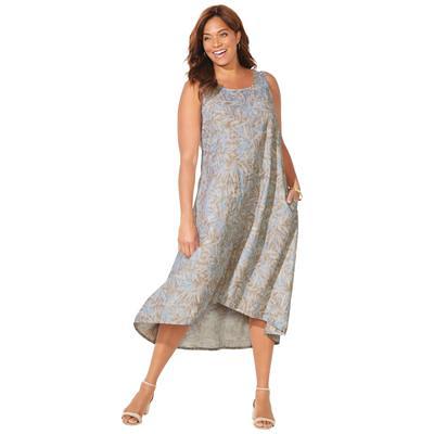 Plus Size Women's A-Line Linen Blend High-Low Dress by Catherines