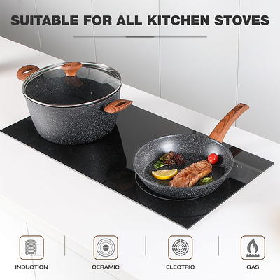 MF Studio 12 Pieces Cookware Set Granite Nonstick Pots and Pans